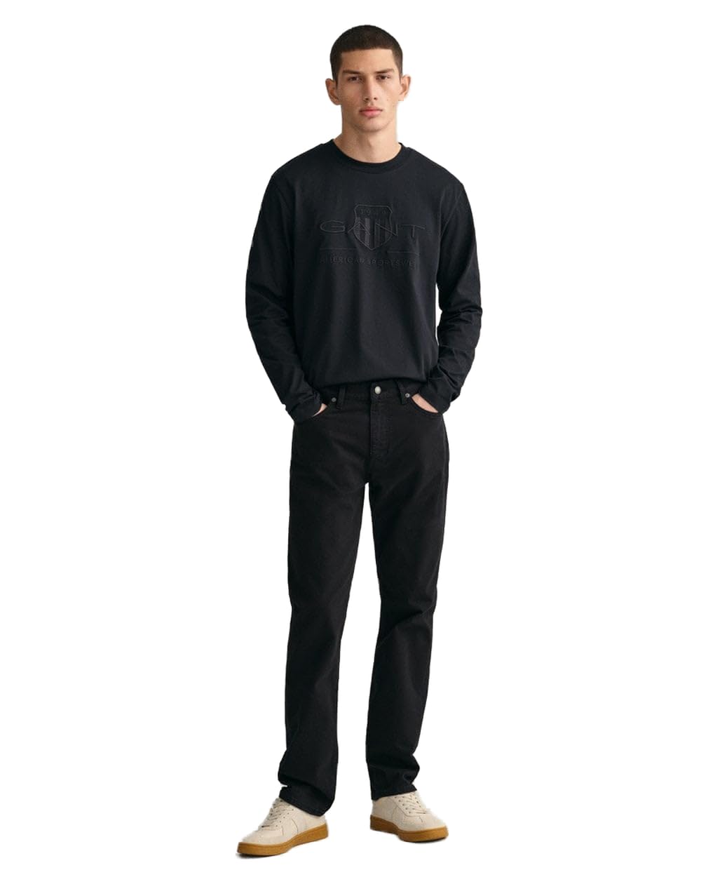 GANT Men's Regular Desert Jeans, Black, Standard, Black, 32 W/32 L
