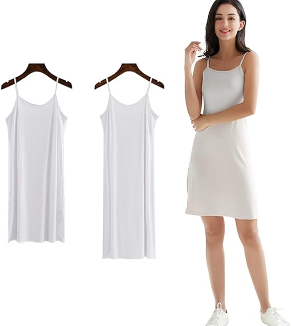 Amazon Co Jp インナーワンピース スリップ アジャスター付き 透け防止 吸汗速乾 モダール レディース ペチコート 薄手 清涼感 通気 伸縮性 抗菌防臭加工 体型カバー 無地 静電気防止 ルームウェア 重ね着 ショット 膝丈 ｍ ｌ Xl 服 ファッション小物