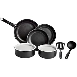 Amazon Basics Cookware Set with Lids and Removable Handle -10 Piece (Without Induction Base)