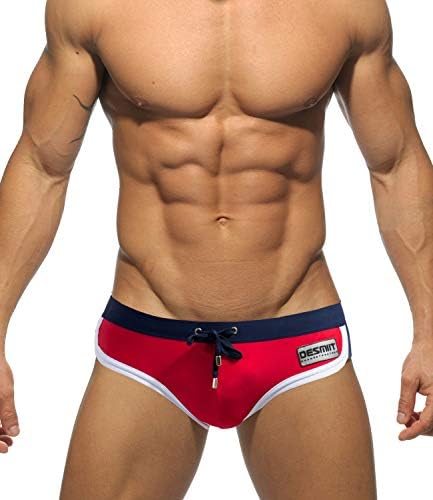MIZOK Men's Quick Dry Swim Briefs Bikini Swimsuit Board Shorts with Adjustable Drawstring