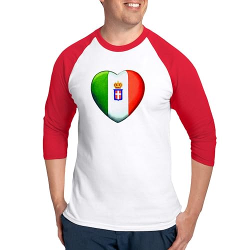 CafePress My Italian Heart Baseball Jersey Men's Cotton Baseball Jersey, 3/4 Raglan Sleeve Shirt Red/White