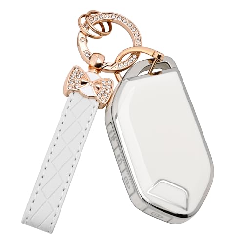 JAMCARI for kia Key Fob Cover - 5 Button Soft TPU Protection Car Key Case for Telluride 2023 2024 2025 EV5 Sorento K4 K5 GT-Line Remote Smart Key （White）