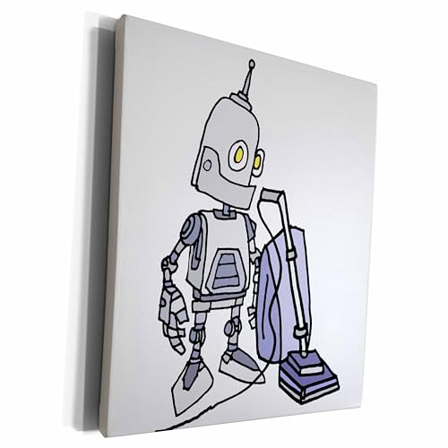 3dRose Museum Grade Canvas Wrap - Cute funny Robot Using...