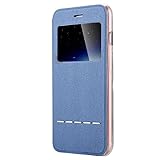 iPhone 7 Plus Case, LONTECT Slim Thin View Window PU Leather Flip Case with Smart Unlock Metal Slide Touch for Apple iPhone 7 Plus - Royal Blue