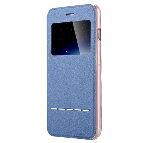iPhone 8 Plus Case,iPhone 7 Plus Case, LONTECT Slim Thin View Window PU Leather Flip Case with Smart Unlock Metal Slide Touch for Apple iPhone 8 Plus/iPhone 7 Plus - Royal Blue