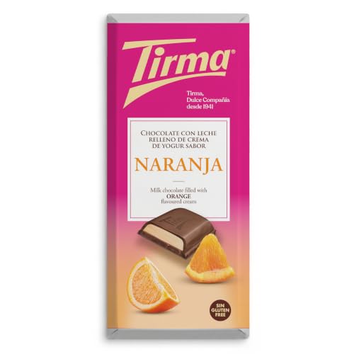 Tirma Chocolate con Leche Relleno de Crema de Yogur Sabor Naranja, 103 g