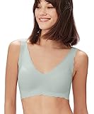 Ubras Women's OneSize Wireless Seamless Fixed Pad Vest Bras Deep V Wavy Edge Sexy Comfort (Light Green)