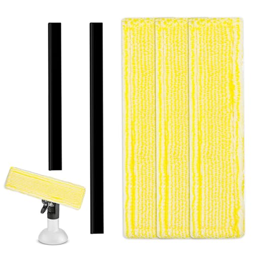 3 Pcs Chiffons de Nettoyage en Microfibre pour Karcher Bonnette Microfibre Lingette pour Lave Vitre Karcher WV2 WV5 WV6 Plus pour Nettoyeur Vitre Aspirateur de Fenêtre Accessoires + 2 bordes de goma