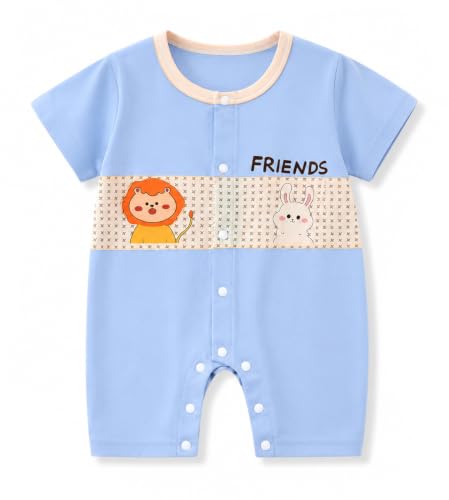 Image of Bold N Elegant Cute Cartoon Print Cotton Newborn Baby Boy Girl Rompers Jumpsuit Baby Onesie Bodysuit for Little Kids
