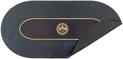 Triton™ Premium Poker Table Mat for 10 Player - Portable Multi-Spandex Fabric Rubber Portable Poker Game Mat with Zippered Oxford Fabric Carry Bag - 77.75" L x 35.5" W