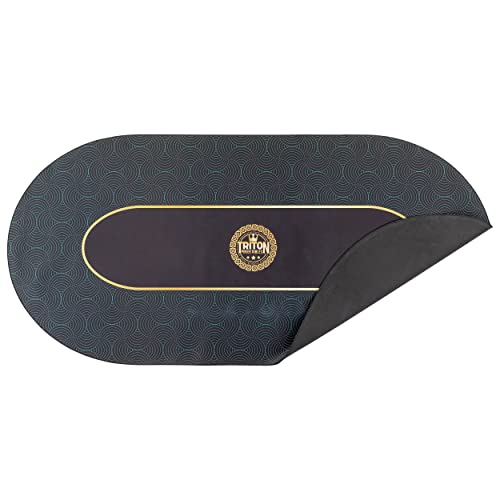 Triton Premium Poker Table Mat for 10 Player - Portable Multi-Spandex Fabric Rubber Portable Poker Game Mat with Zippered Oxford Fabric Carry Bag - 77.75
