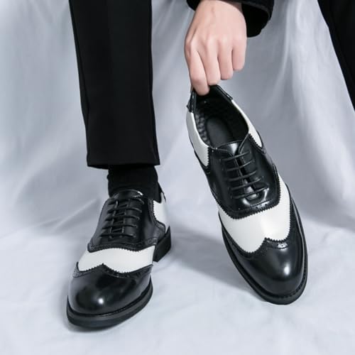 Men's Two - Tone Leather Wingtip Oxford Shoes with Laces, Combining Classic Design and Fine Craftsmanship3