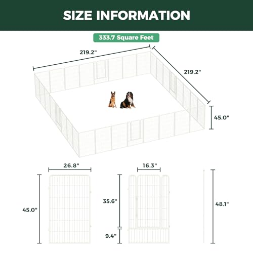 Image of FXW Rollick Unleashed Dog Playpen for Indoor, Yard, RV Camping, 45 inch 32 Panels for Large Dogs, White│Patented