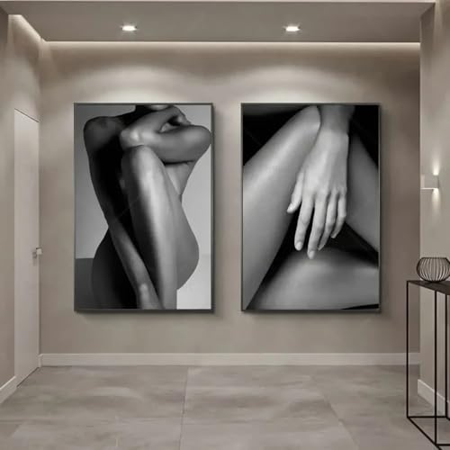 Peinture femme mur photo noir et blanc 60x80cm pour décoration murale