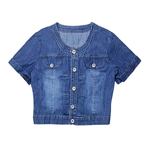 Only Faith Summer Women’s Crew-neck Denim Jacket Short Sleeve Jean Coat Tops4