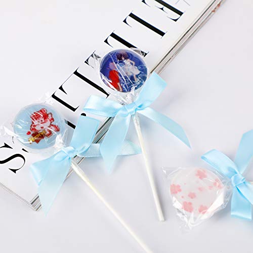 100 Pack Blue Satin Ribbon Twist Tie Bows for Treat Bags, Gift Bags, Bakery Candy Bags and Package Decorating Ribbon Bow, Bowknot for Gifts - Thumbnail 7
