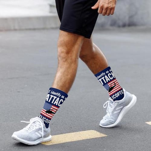 I Identifyy As An Attackk Helicopter Dress Socks For Men Veterans Day Casual For Mens Sock Knee High Tube Socks Fashionable Sock4