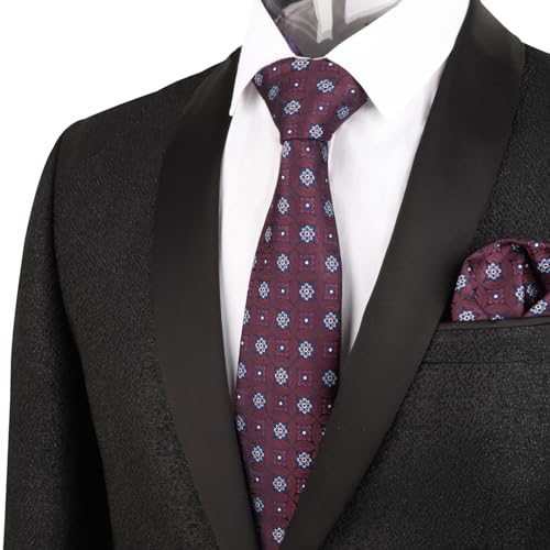 Image of Alizeal Mens Vintage Solid Plaid Tie with Pocket Square 3.15inches Necktie Set
