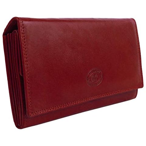 Ladies LARGE Soft Leather Purse/Wallet by LONDON LEATHERGOODS in 6 Colours (Dark Red) Cover