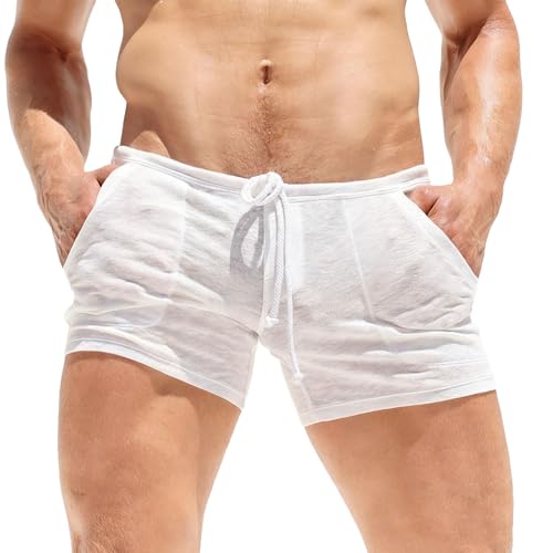 Mens Pajama Shorts 3 Inch with Pockets Elastic Waist Drawstring Pajama Shorts Lightweight Sleepwear Breathable Homewear Summer 2026