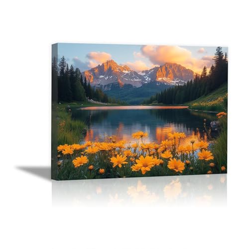 Tableau sur toile paysage d'automne coloré BOHUO 60x80cm encadrée pour décoration murale