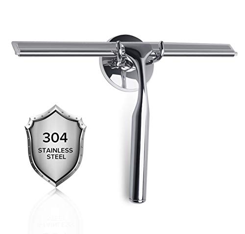 Teletrogy Shower Squeegee,10" Heavy Duty Stainless Steel Squeegees for Showers All-Purpose Bathroom Window