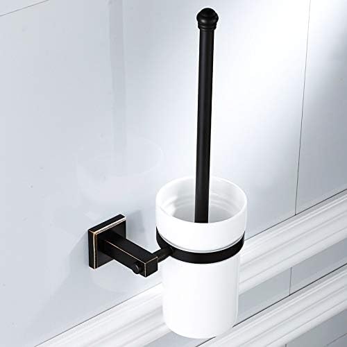 Compact Freestanding Plastic Toilet Bowl Brush and Holder for Bathroom Storage and Organization - Space Saving, Sturdy, Deep Cleaning, Covered Brush - Bronze image 5