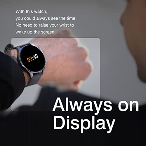 Smart Watch For Men Women Quick Text Reply 1.2" Amoled Always-On Display For Android Phones And Ios Compatible Iphone Samsung Oxygen Heart Rate Monitor 3Atm Smartwatch Fitness Tracker Black Round #TOP2