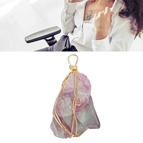Colar de Pedra Pingente de Fluorita Fio Natural Irregular Colar Enrolado Acessório Pingente de Pedra