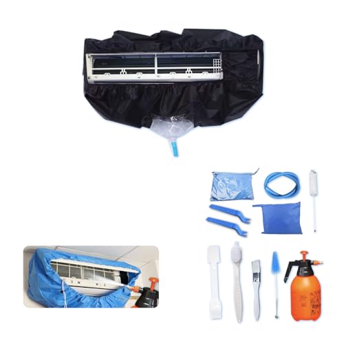 Kit di pulizia per condizionatori d'aria split Kikepilm da 12 pezzi con bottiglia da 2 litri, kit di pulizia per condizionatori d'aria a parete (nero, grande)