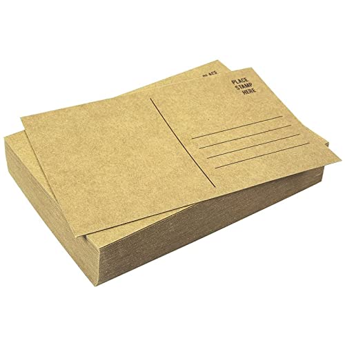 Set Of 50 Brown Kraft Paper Blank Cardstock Postcards Pack - Self Mailer Mailing Side Postcards Bulk 50 Pack Postage Saver - 4 X 6 Inches #TOP4