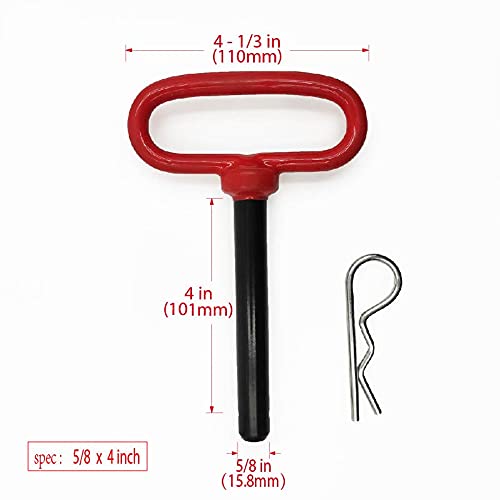 Trailer Tow Hitch Lock Pin with Rubber-Coated Handle, Red Head Hitch Pin-for Towing Cargo Boat, RV, Car, Truck, ATV (5/8 x 4 inch) - Image 2