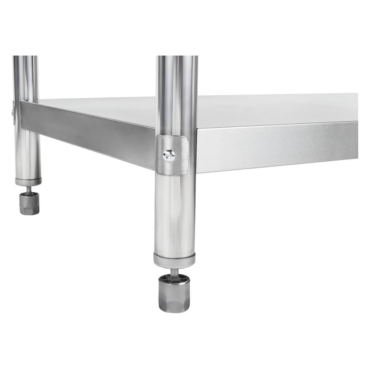 Royal Catering RCAT-120/70 Table de Travail en Acier Inoxydable (120 x 70 cm, 1 Plateau de Travail et 1 étagère, jusqu'à 400 kg, Pieds réglables en Hauteur, Acier Inoxydable)