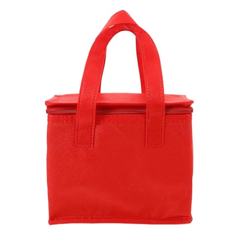 Toyvian - Toyvian Insulated Thermal Food Bag Medium 21X14X17Cm Non-Woven Fabric Red Food Carrier Hot Transport Bag for Takeaway and Travel