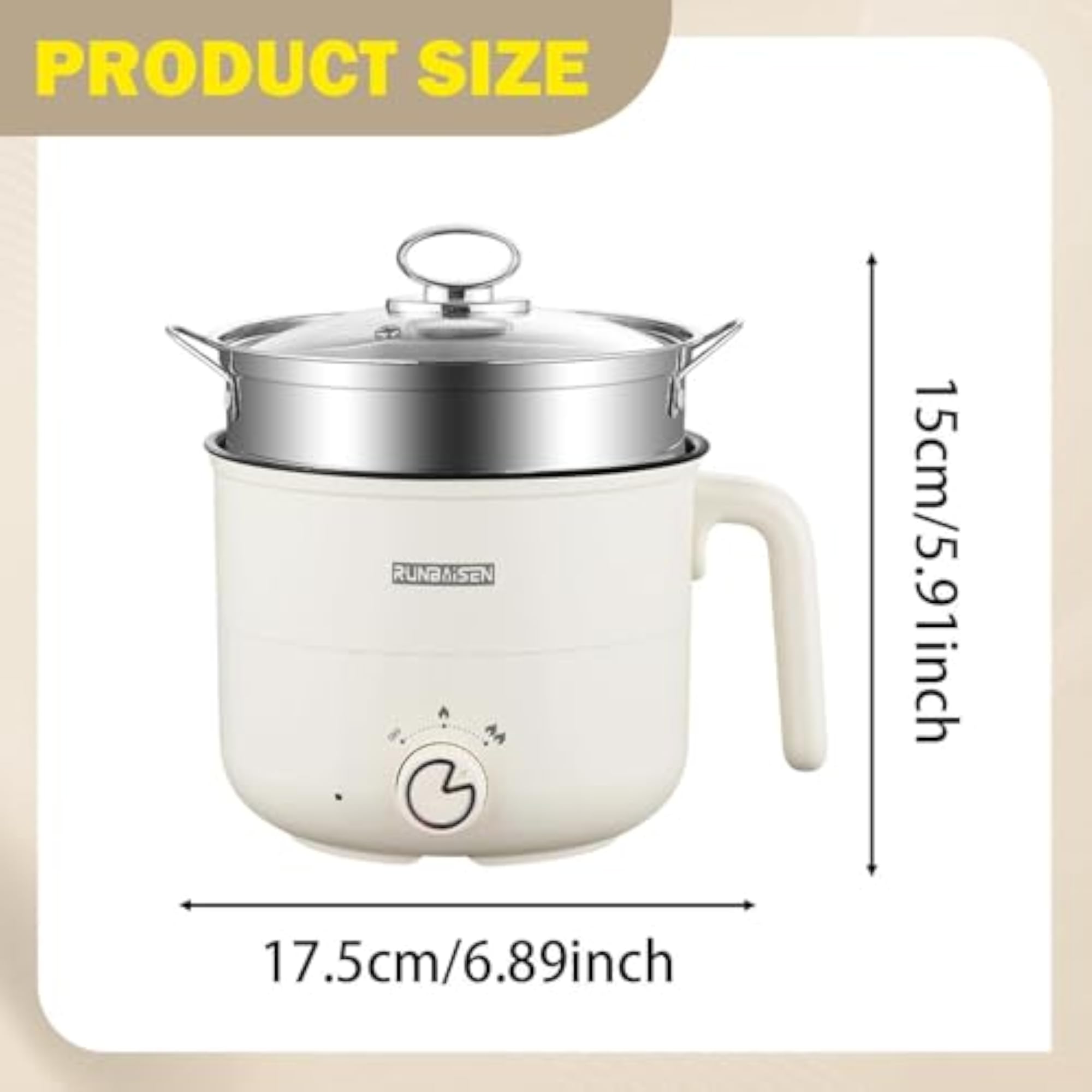 Multifunctional Electric Cooking Pot for Ramen, Soup & Pasta