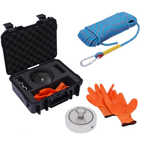 4000 lbs Double Sided Magnet Fishing Kit, Strong Pulling Force Fishing Magnet with Rope & Case for River, Lake, Beach - Super Strong, Large 5.35inch