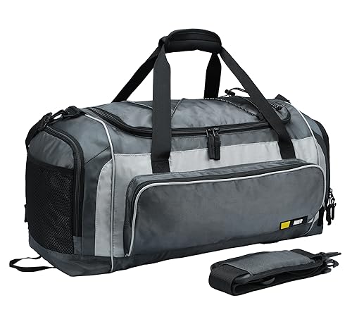 MIER Large Gym Bag for Men 60L Duffel Bag with Shoe Compartment, Grey by MIER - Used condition - US$33.41