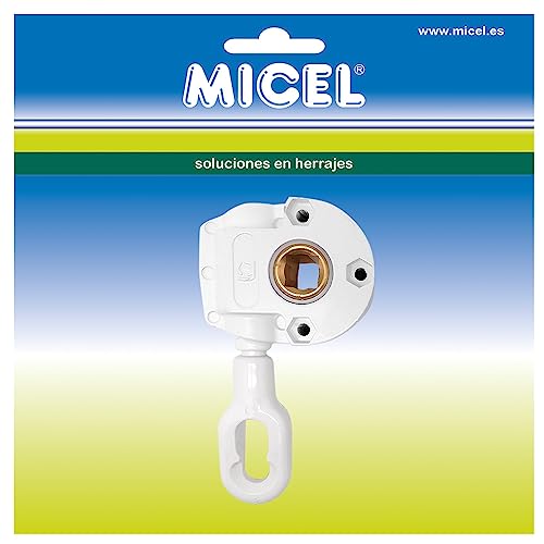 MICEL - 92549 - Máquina para enrollar toldo, con enganche para manivela, mecanismo 1:7, para toldos rectos, Color blanco, 77 x 35 x 135 mm.