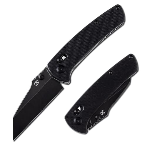 KANSEPT Main Street Pocket Folding Knife, 3.36''Black Ticn Coated 154cm Sharp Steel Blade, G10 Handle with Axis Lock and Thumb Stud, Perfect Clip for Camping Hiking Fishing Gift Everyday Carry T1015v1