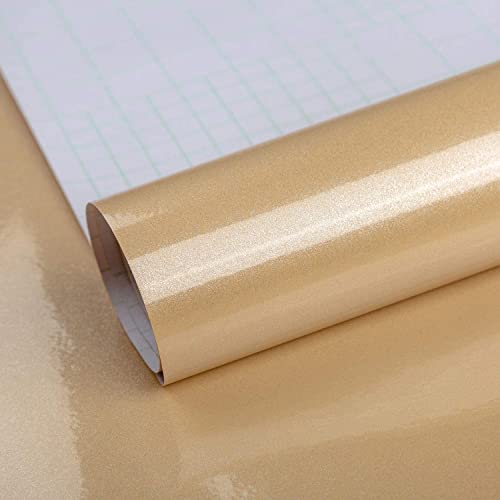 Image of HOME13 Glitter Gloss Wallpaper Self Adheisve Vinyl Removable Waterproof Wallpaper for Cabinet Kitchen Countertop(24 inch x 50 Inches, Gold)