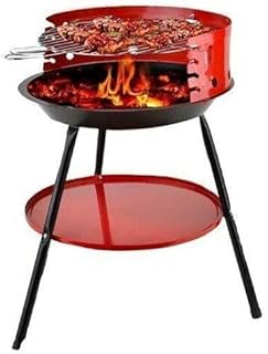 NIGMA® Black 14" Round Garden Barbecue BBQ with Wind Shield Shelf Grill Portable Folding BBQ Grill | Camping Grill Charcoal Outdoor Barbecues, Picnic, Cooking