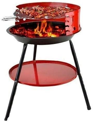 NIGMA® Black 14" Round Garden Barbecue BBQ with Wind Shield Shelf Grill Portable Folding BBQ Grill | Camping Grill Charcoal Outdoor Barbecues, Picnic, Cooking