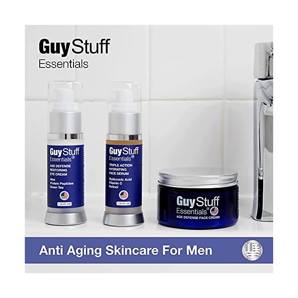 Mens Face Moisturizer Lotion - Serum For Eyes Face & Neck - Anti Aging - Anti Wrinkle - Hydrates & Firms - Retinol - Hyaluronic Acid - Vitamin C - Rejuvenates Facial Skin Cream by Guy Stuff Essentials