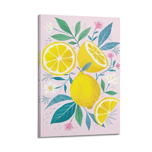 Poster vintage de fruits et de citron pour decoration murale de chambre