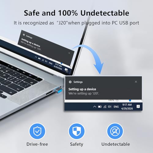 Norwii J20 USB Mouse Jiggler, Déplaceur de Souris avec Interrupteur Tactile – vue 6