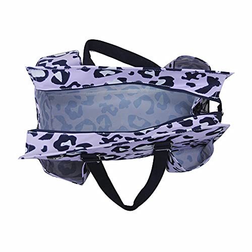 NGIL Utility Water Resistant Tote Bag, Top Zipper Closure, Perfect Gifts for Working Women, Nurses, Gym bag (Purple Cheetah-navy)4