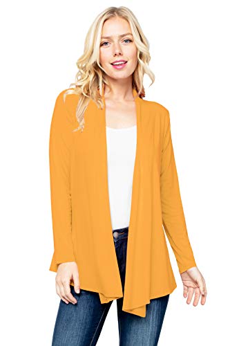 Image of Women's Drape Front Open Cardigan Long Sleeve (S-2X, Made in USA)