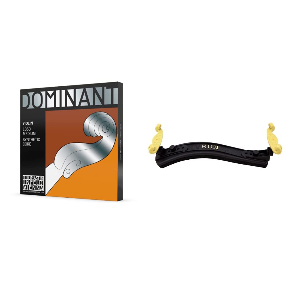 Thomastik Cordes Violon Dominant Noyau Nylon, Jeu 4/4 moyen avec Mi Acier nu & Kun Pièces Supports Epaule Standard 4/4