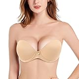 Women's Clear Backless Invisible transparent Strapless Wedding Bra(34B, Nude)