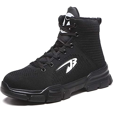 Luolocsn Mens Steel Toe Work Shoes for Women Indestructible Safety Shoes Winter Industrial Construction Slip Resistant Shoe Black 38/8 Women/6 Men Cover